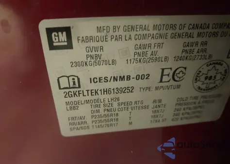 2017 GMC Terrain Sle-2 z USA, uszkodzony, nr VIN 2GKFLTEK1H6139252